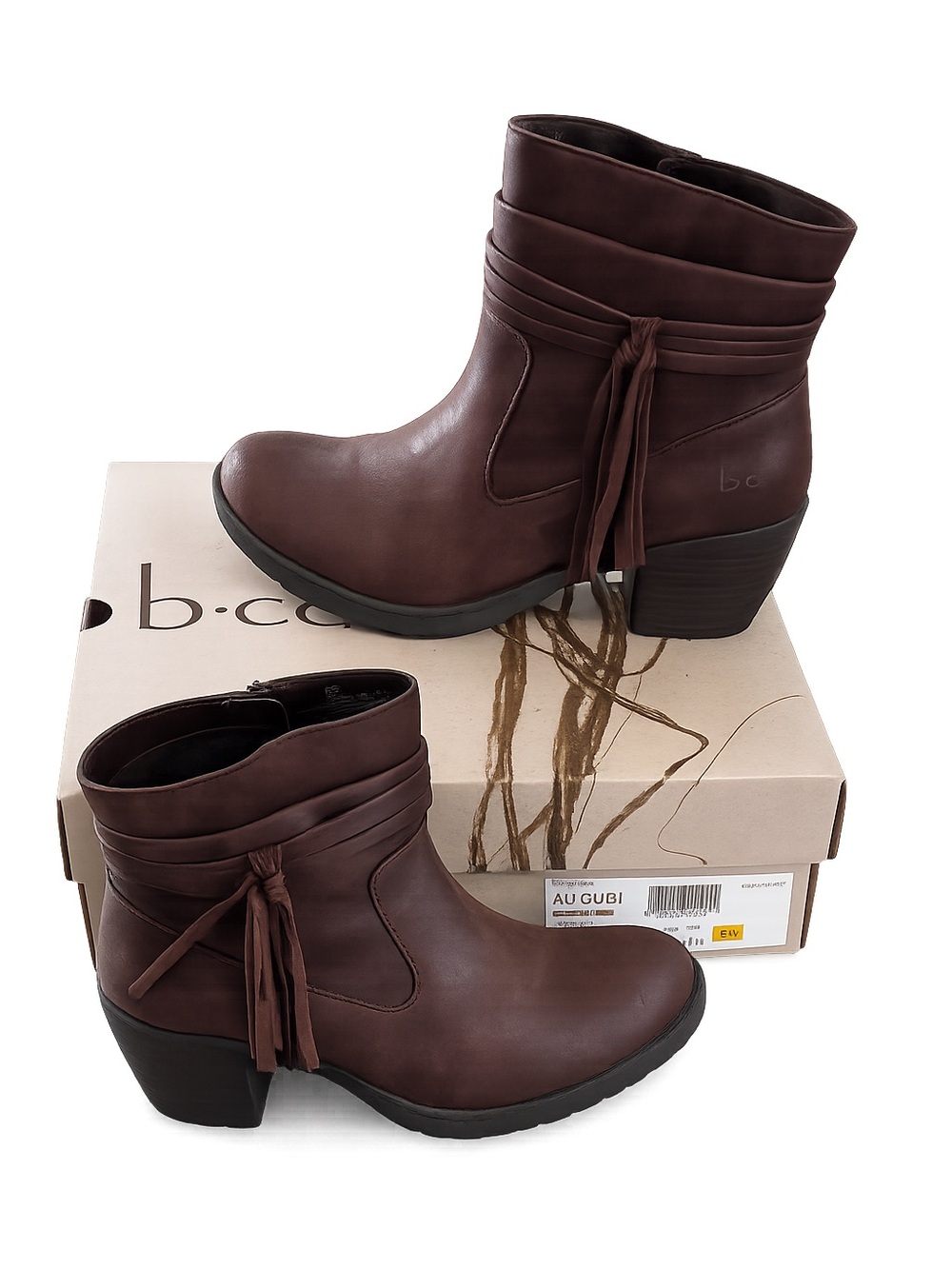 Chunky B.O.C. Fringe Ankle Boots - Brown - 9